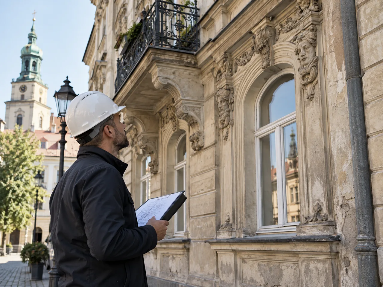 Oględziny starszego budynku o historycznej architekturze